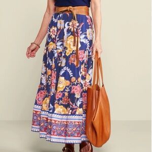 Soft Surroundings Kara Skirt Flowy Floral Tiered Maxi Skirt Pockets Size XL NEW